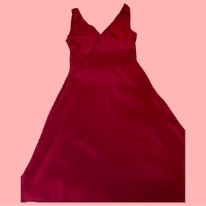 J Crew Women's Dress midi silk v neck sundress waist band size 12 red  Y2K